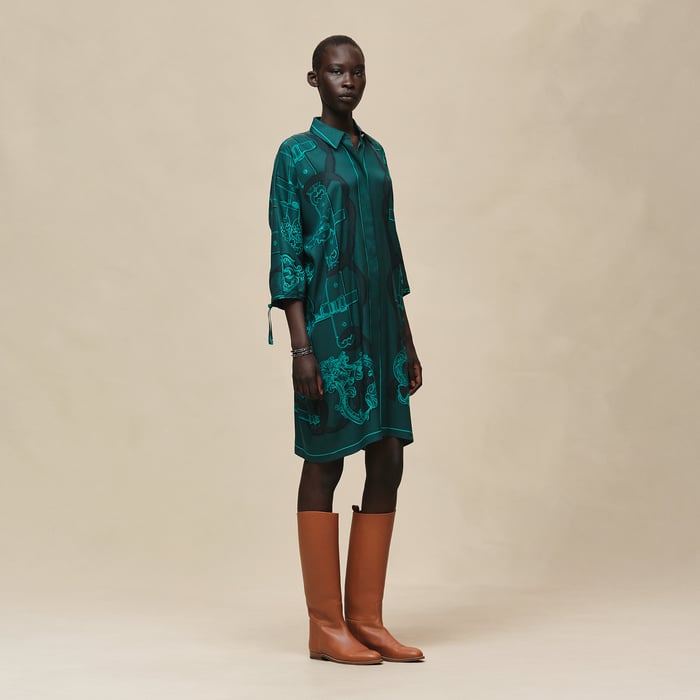 Vert Pin "Ferronnerie Remix" Shirt Dress