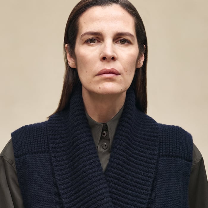 Bleu Noir Belted Cashmere Sleeveless Cardigan