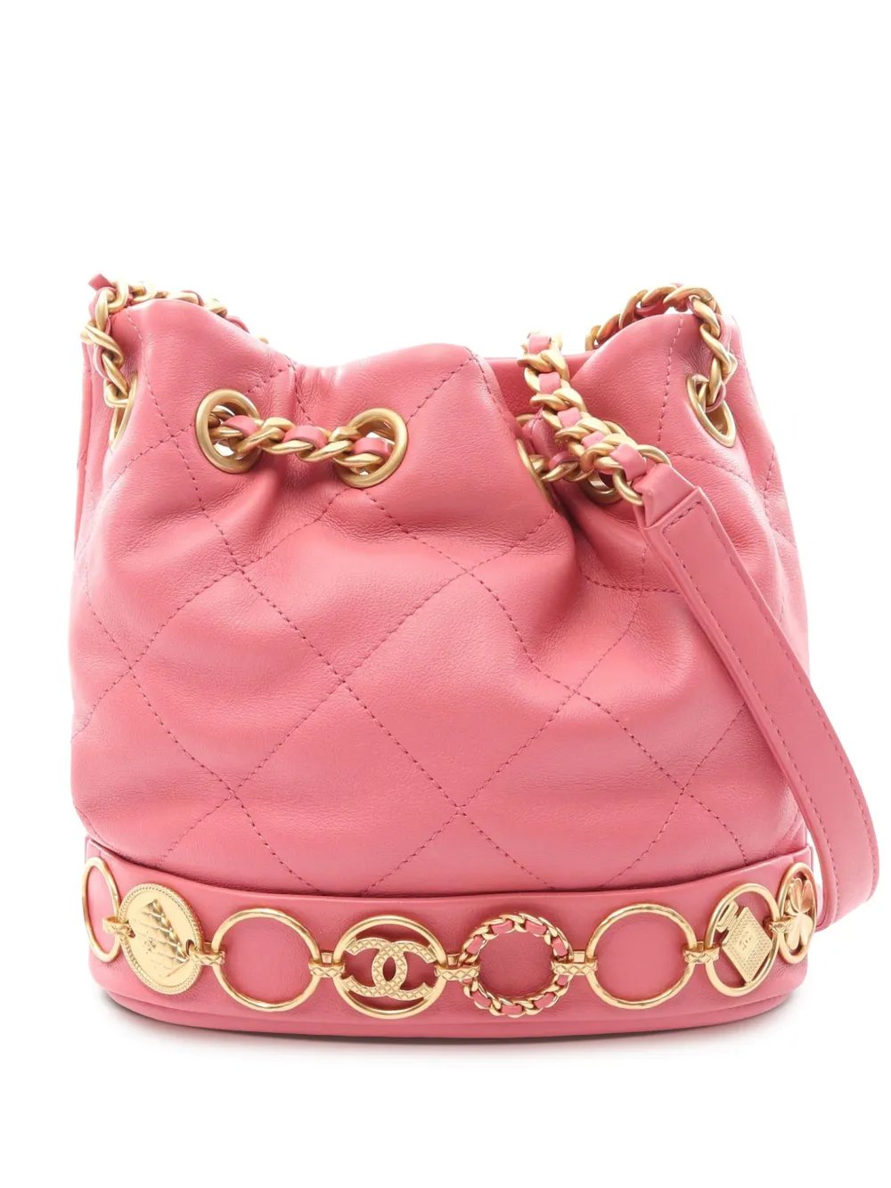2021-2026 CC Quilted Lambskin Drawstring bucket bag