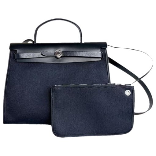 Hermes Herbag Handbag Black Toile H Canvas