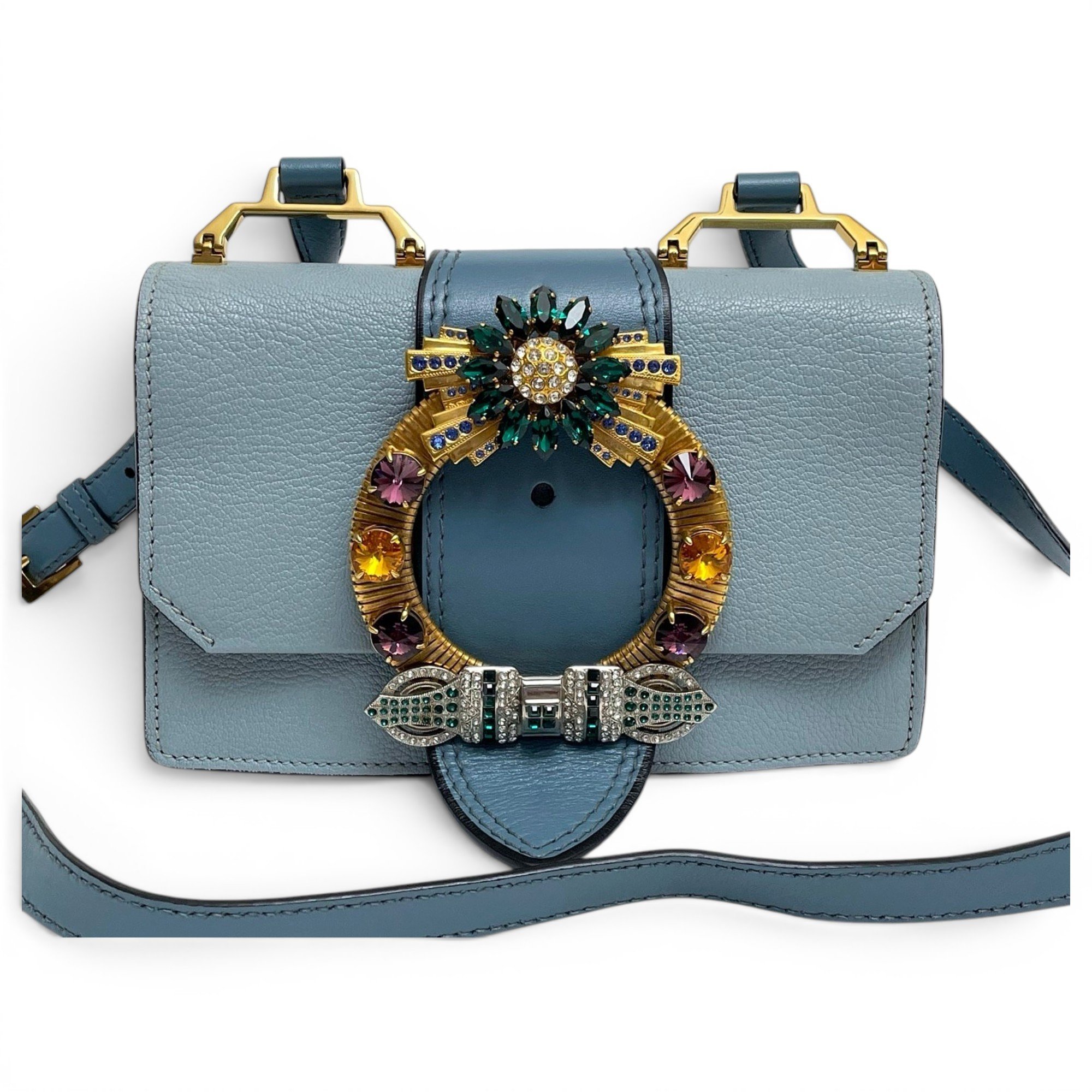 Miu Lady leather crossbody bag