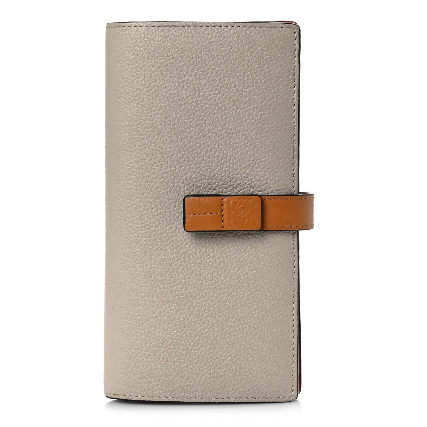 Loewe Grained Calfskin Large Vertical Wallet Light Oat