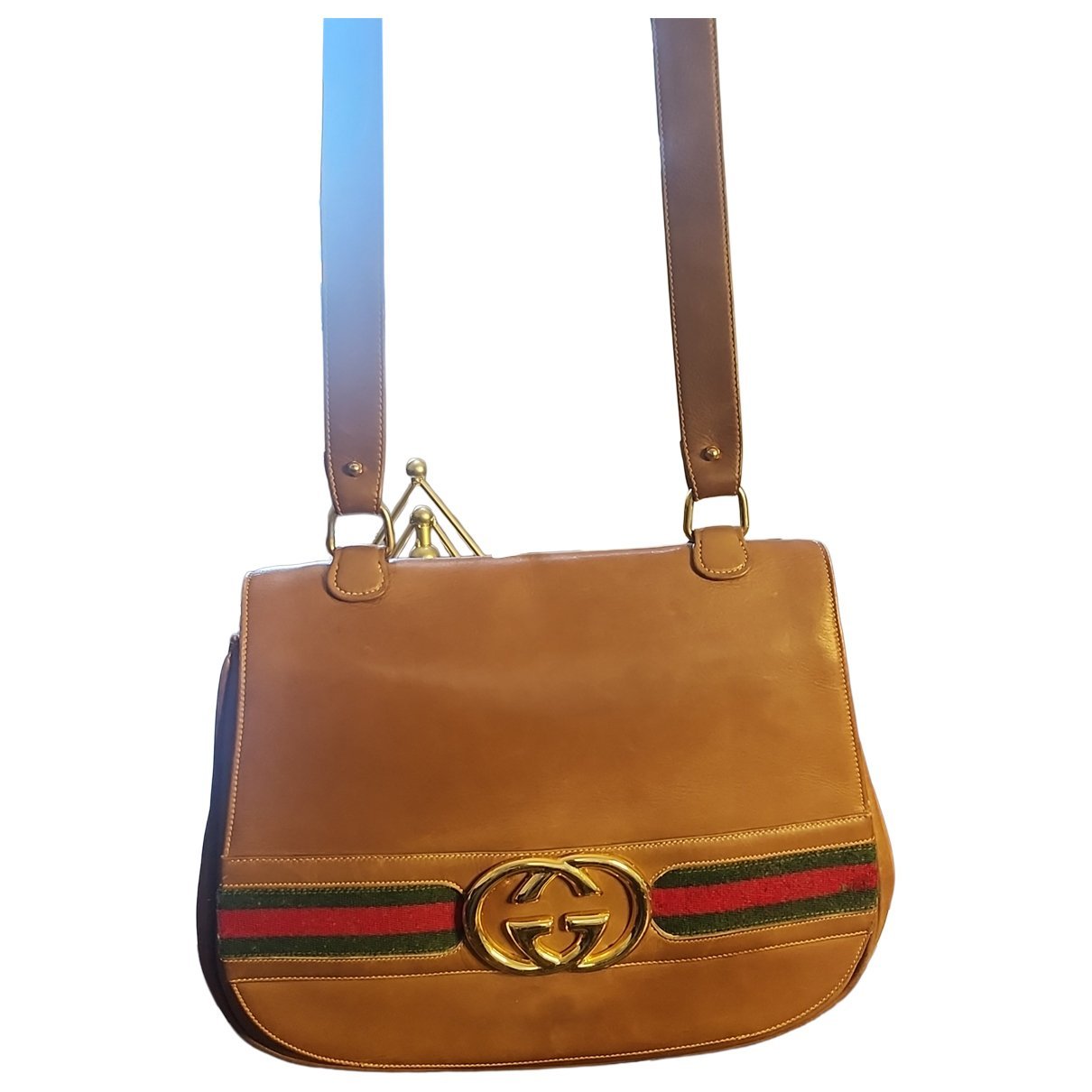 Interlocking leather handbag