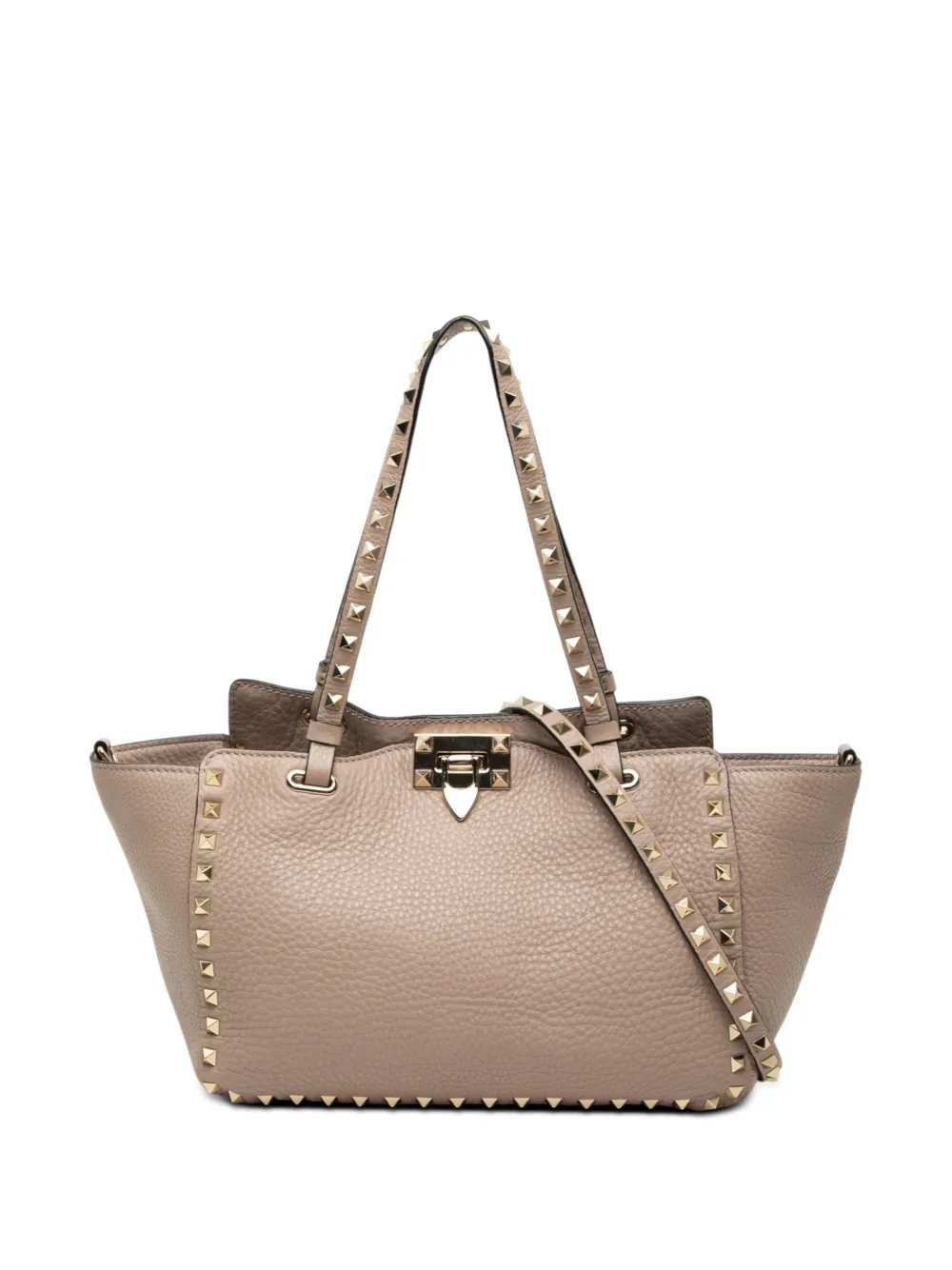 2018-2026 Small Grained Calfskin Rockstud Trapeze satchel