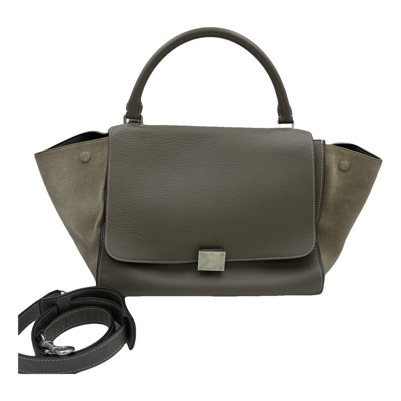 Trapèze leather handbag