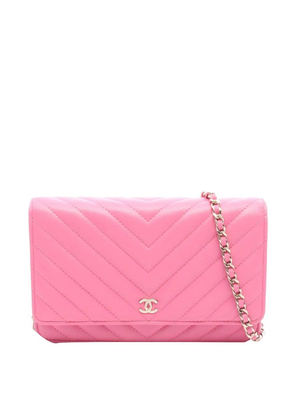 2019 CC Chevron Lambskin Wallet on Chain crossbody bag
