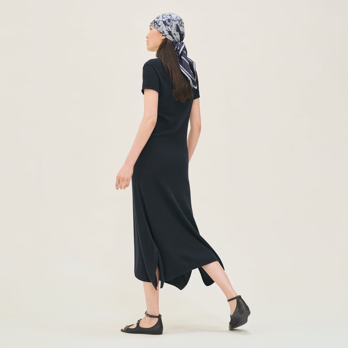 Bleu Noir Short-sleeve Long Cashmere Dress
