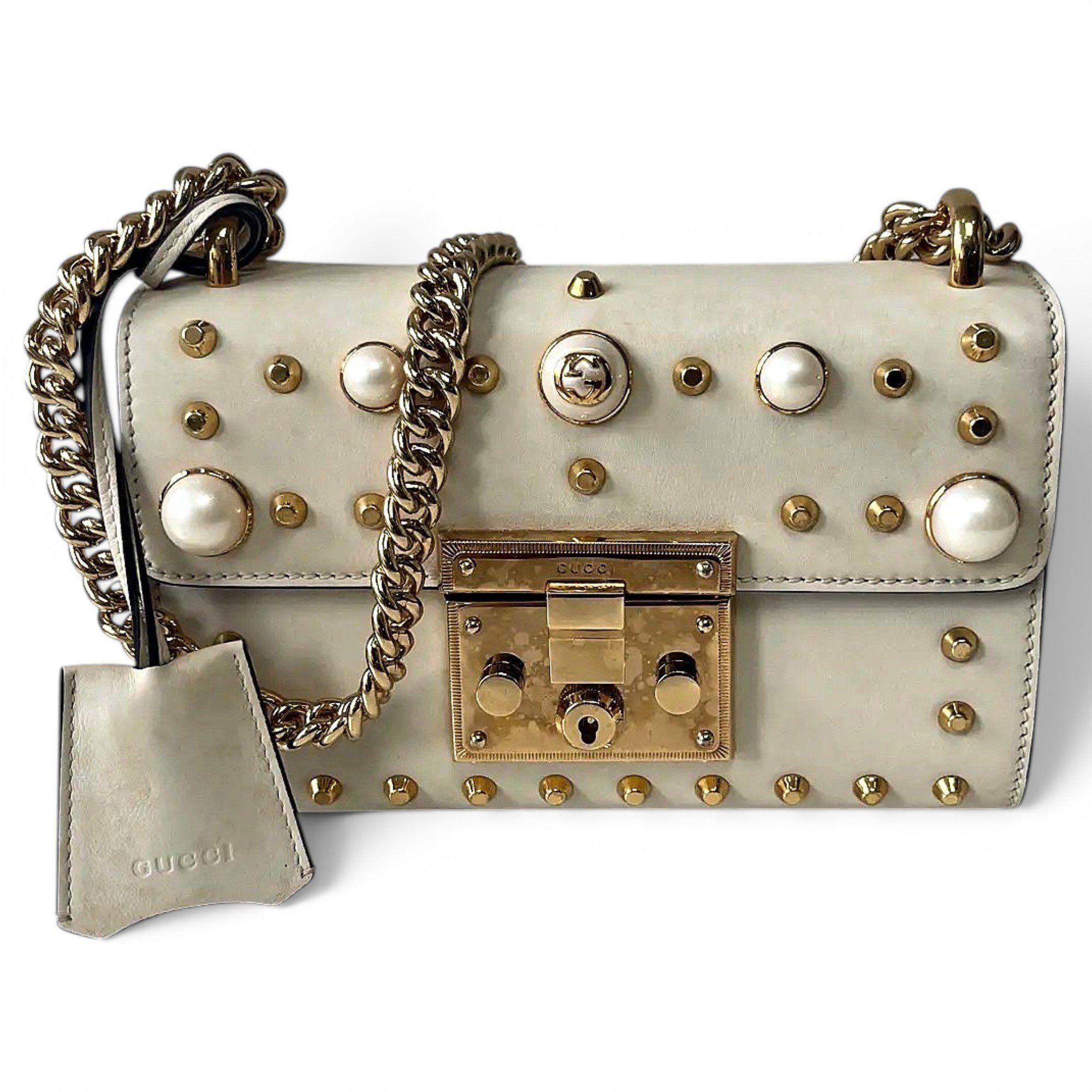 Padlock leather handbag
