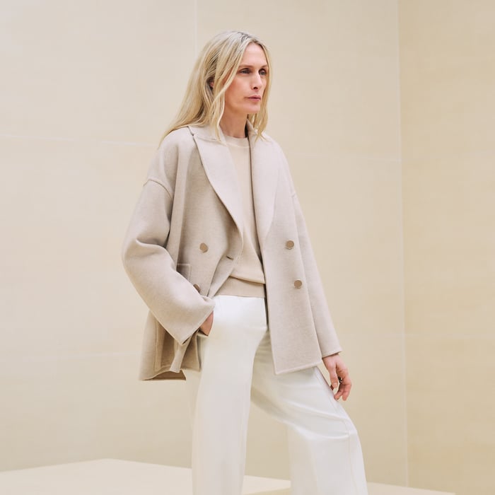Beige Naturel Cashmere Pea Coat