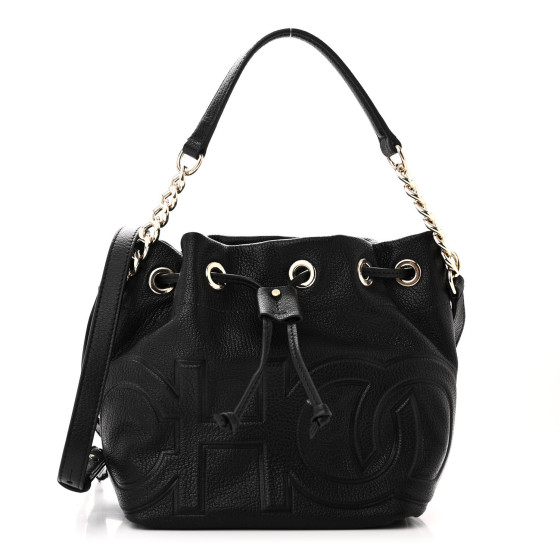 Jimmy Choo Grainy Calfskin Juno Bucket Bag Black