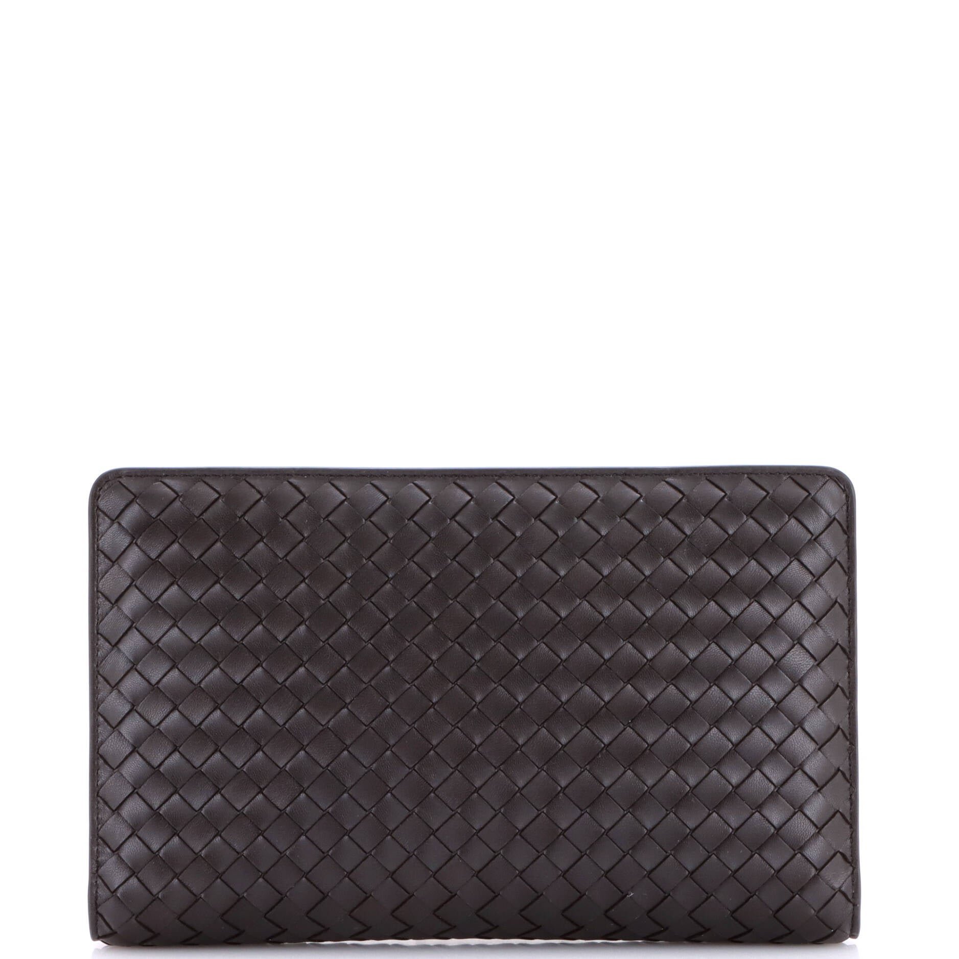 Agenda Frame Clutch Intrecciato Leather
