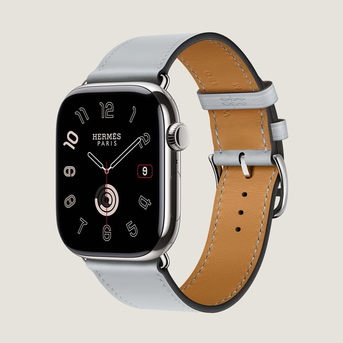Bleu Glacier Band Apple Watch Hermès Single Tour 46 MM
