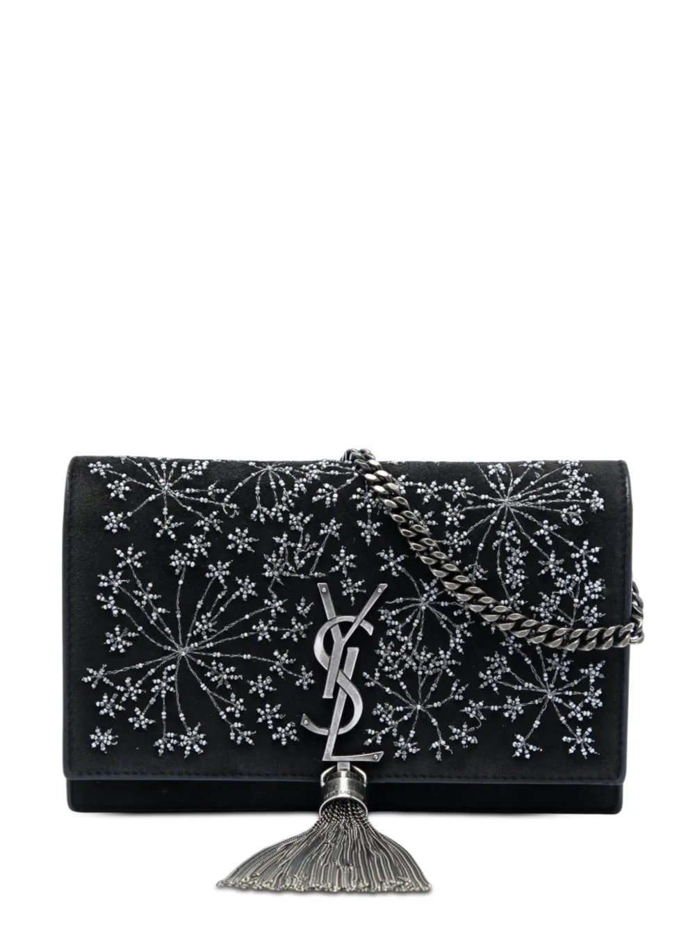 2018 Beaded Suede Monogram Kate Tassel Wallet on Chain crossbody bag