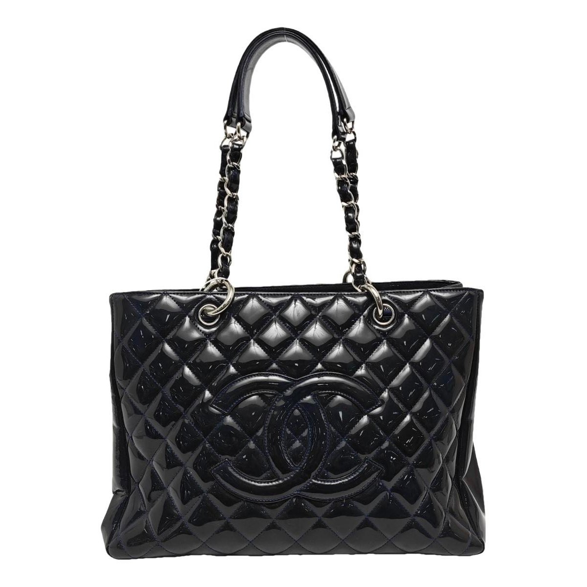 Grand shopping patent leather tote