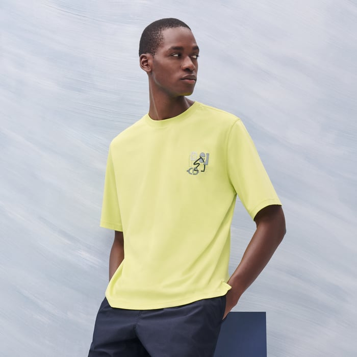 Lime T-shirt Mini Patch Cuir « h Puzzle »