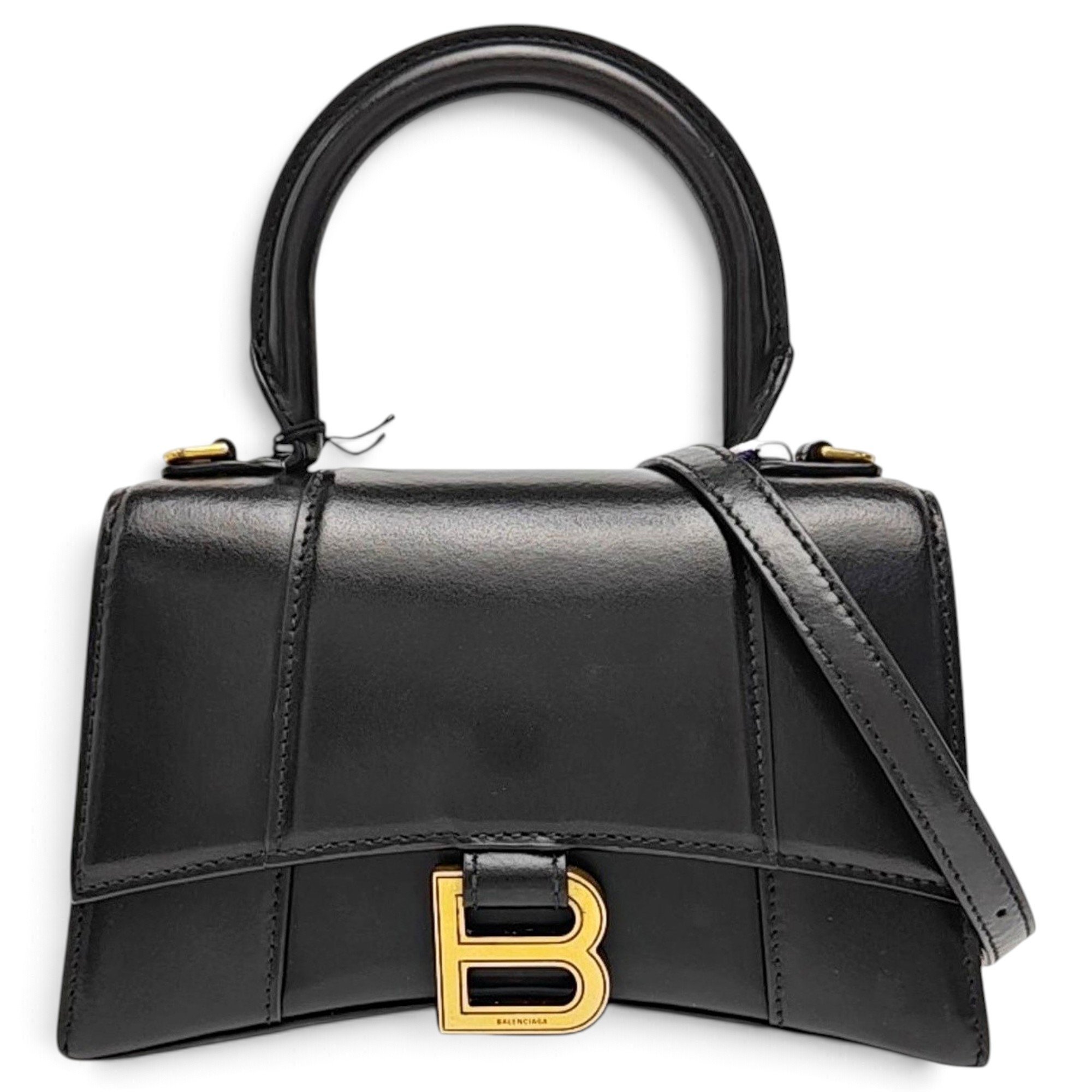 Hourglass leather handbag