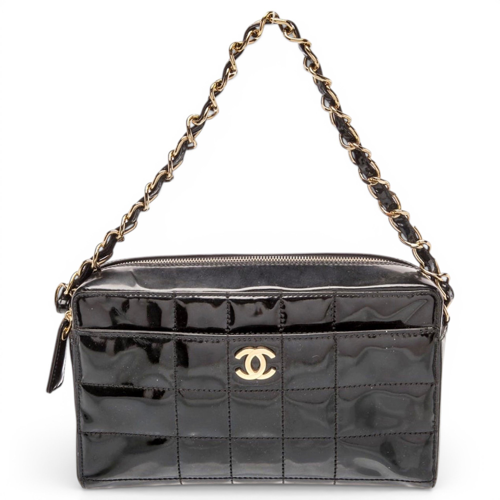 East West Chocolate Bar patent leather handbag