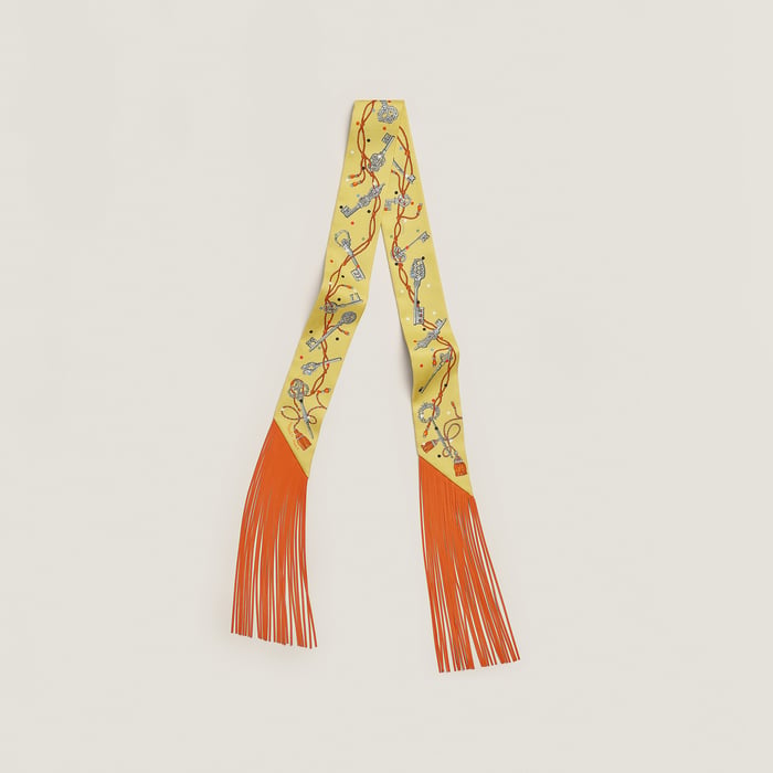 Les Cles a Pois Leather Fringes Twilly