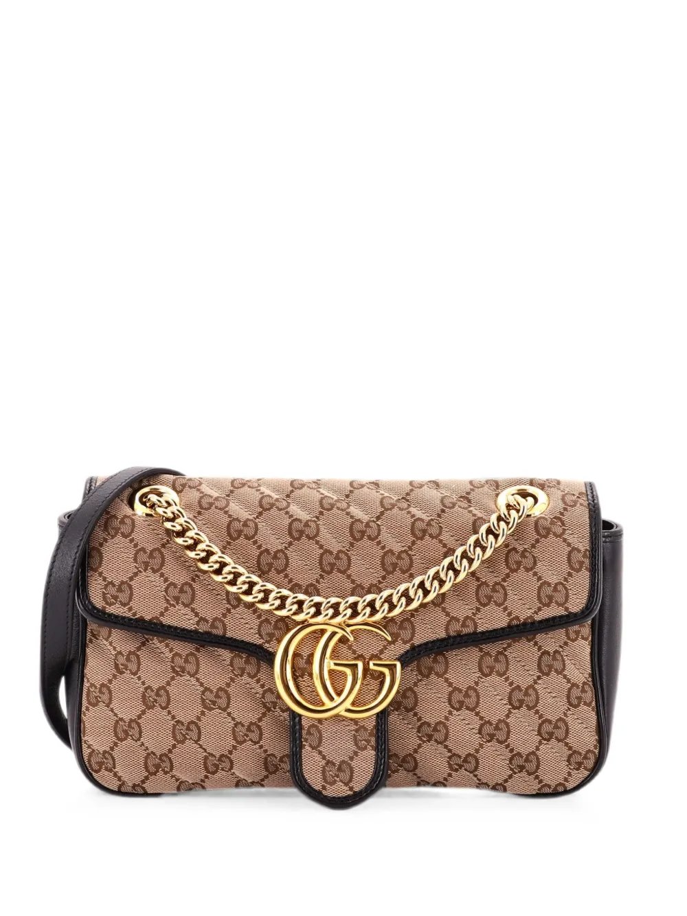 GG Marmont Flap Bag Diagonal Quilted GG Canvas with Leather Small shoulder bag