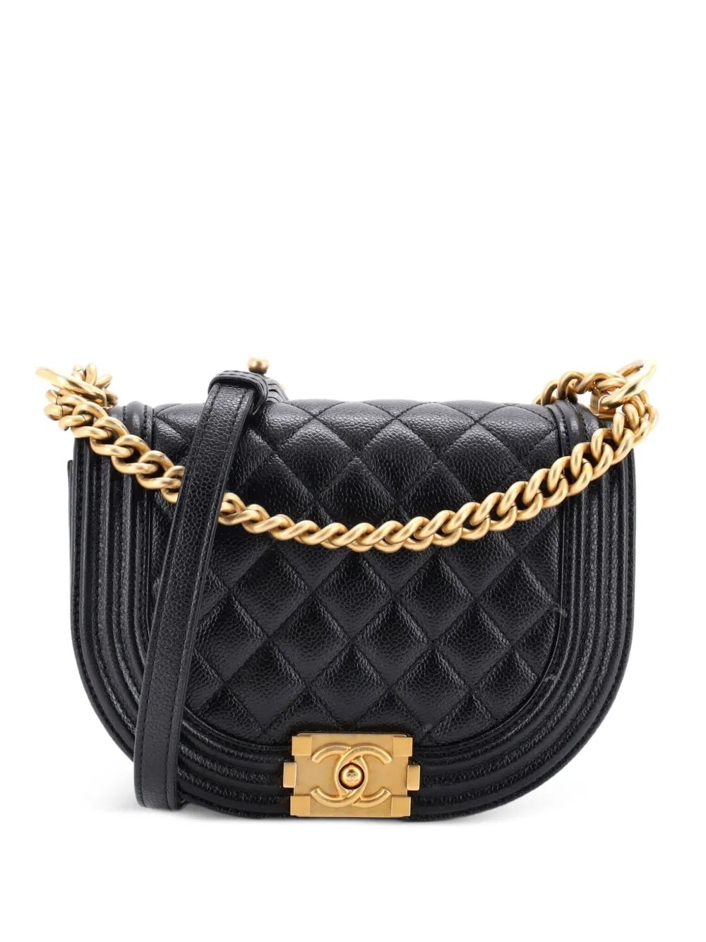 Boy Curved Messenger Bag Quilted Caviar Small crossbody bag