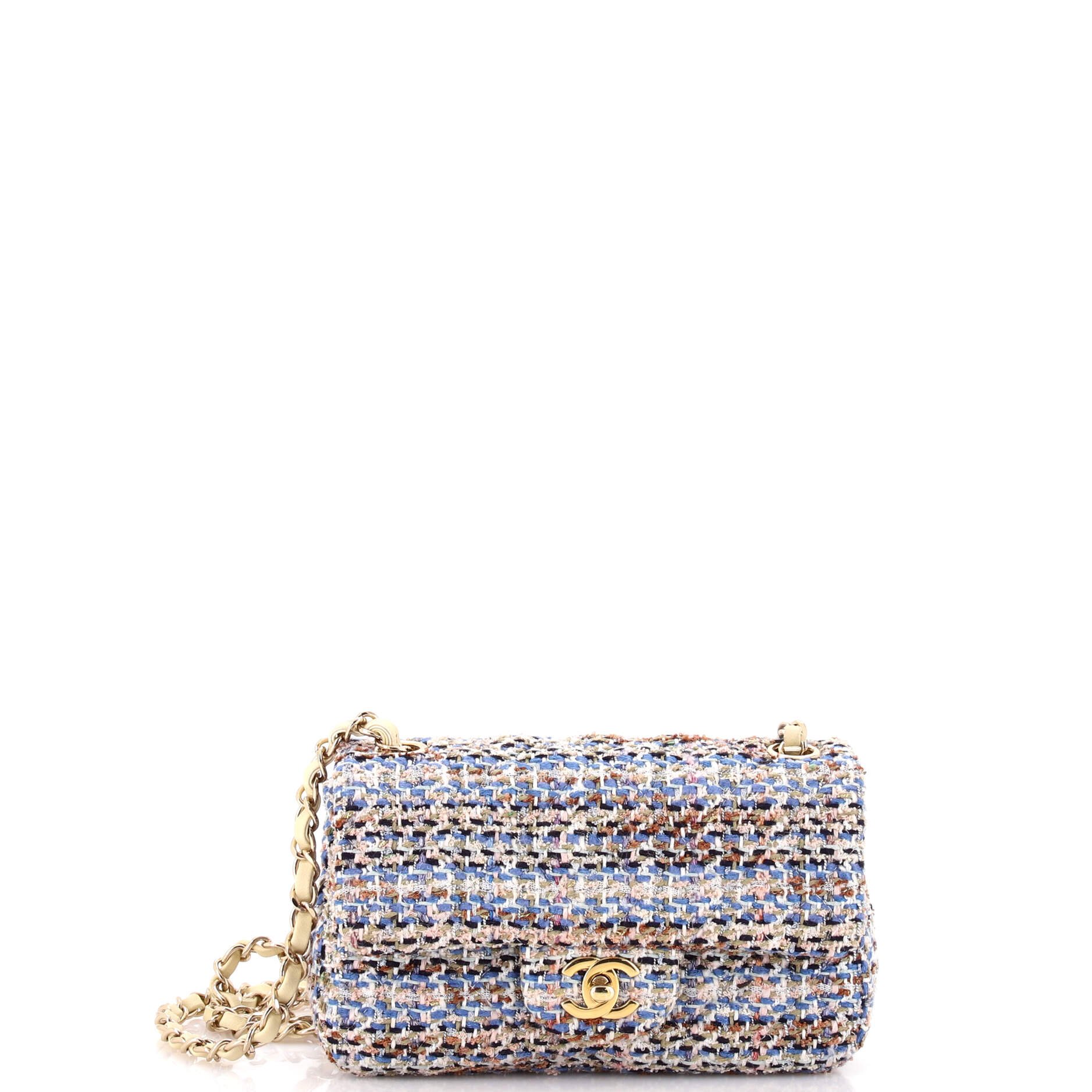 Chanel Classic Single Flap Bag Quilted Tweed Mini