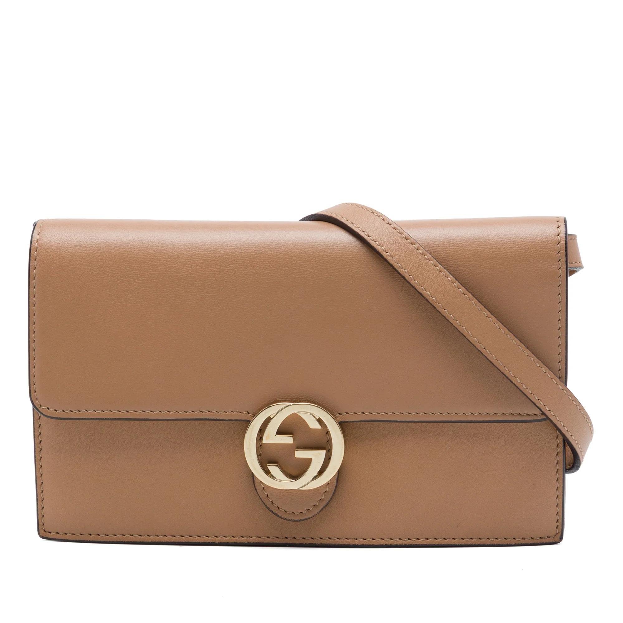 Interlocking leather crossbody bag