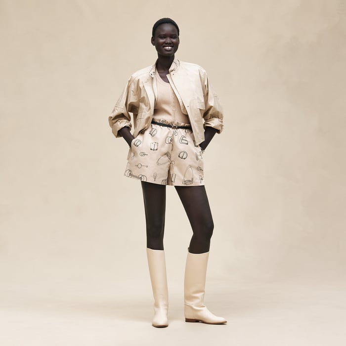 Beige Pierre d'Istrie "Cahier Du Colporteur" Shorts With Elastic Waist