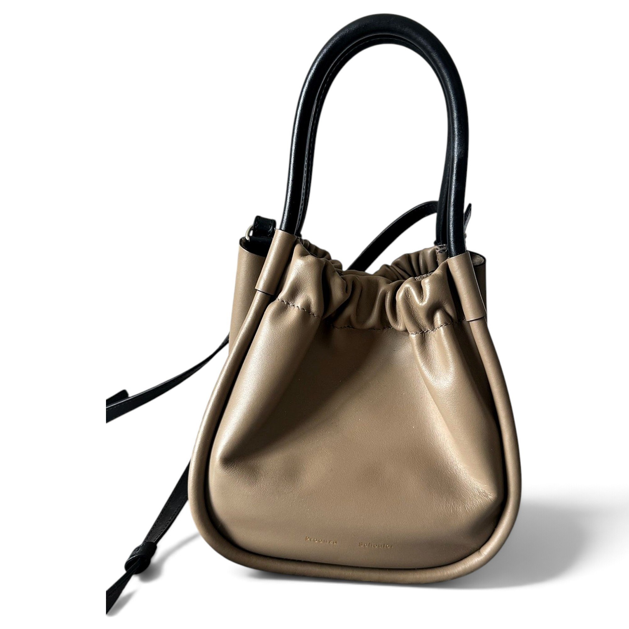 Ruched leather crossbody bag