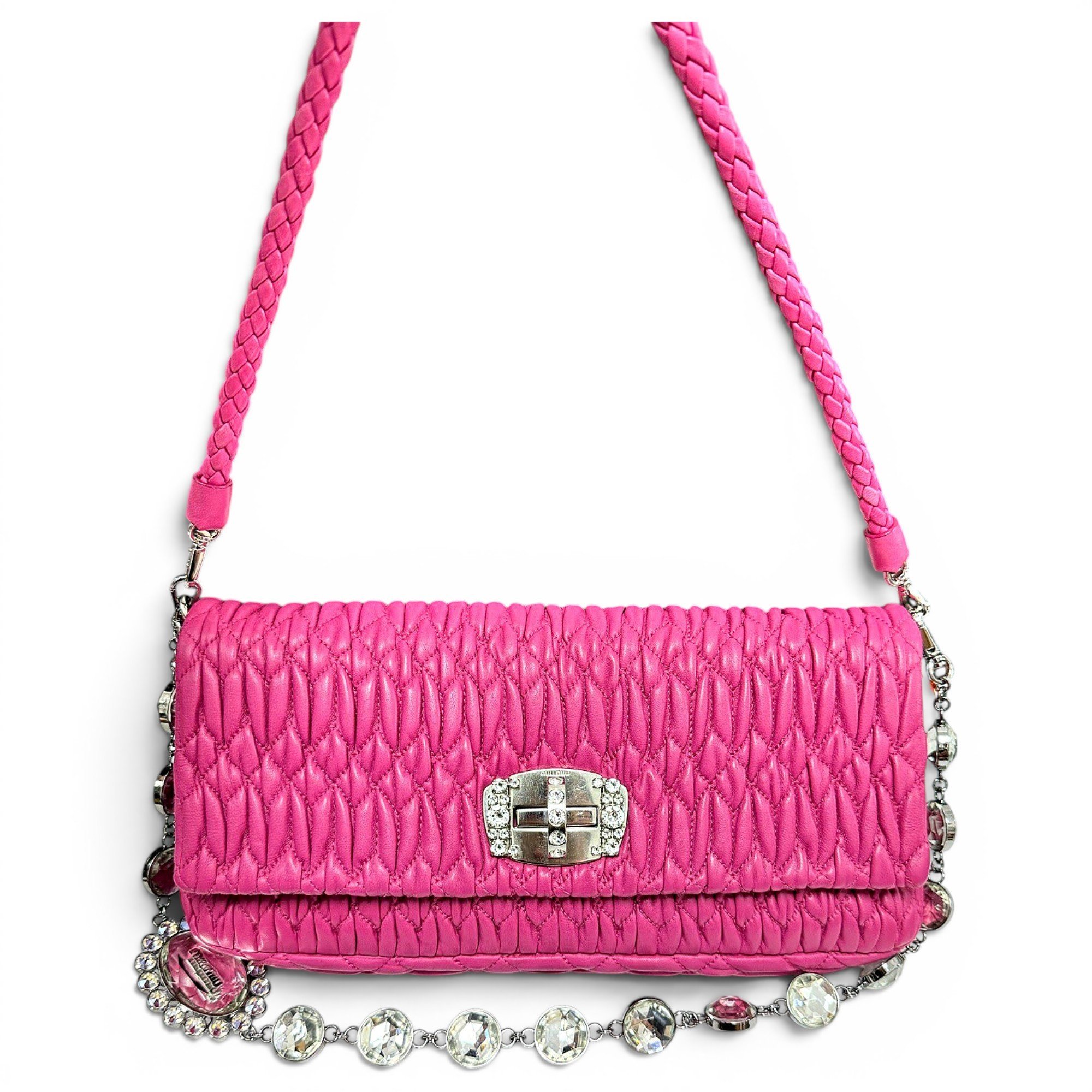 Miu Crystal leather handbag