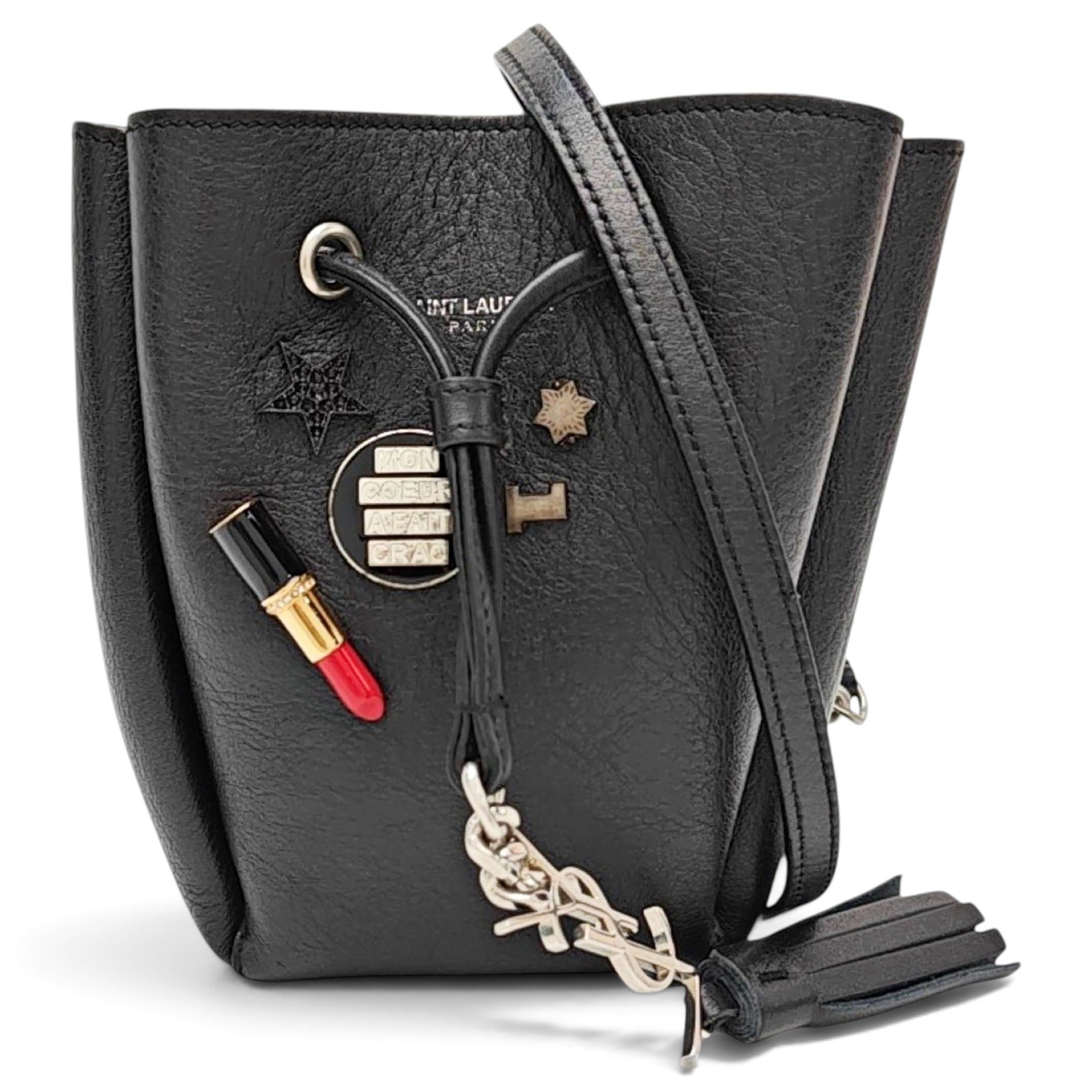 Monogram bucket leather crossbody bag