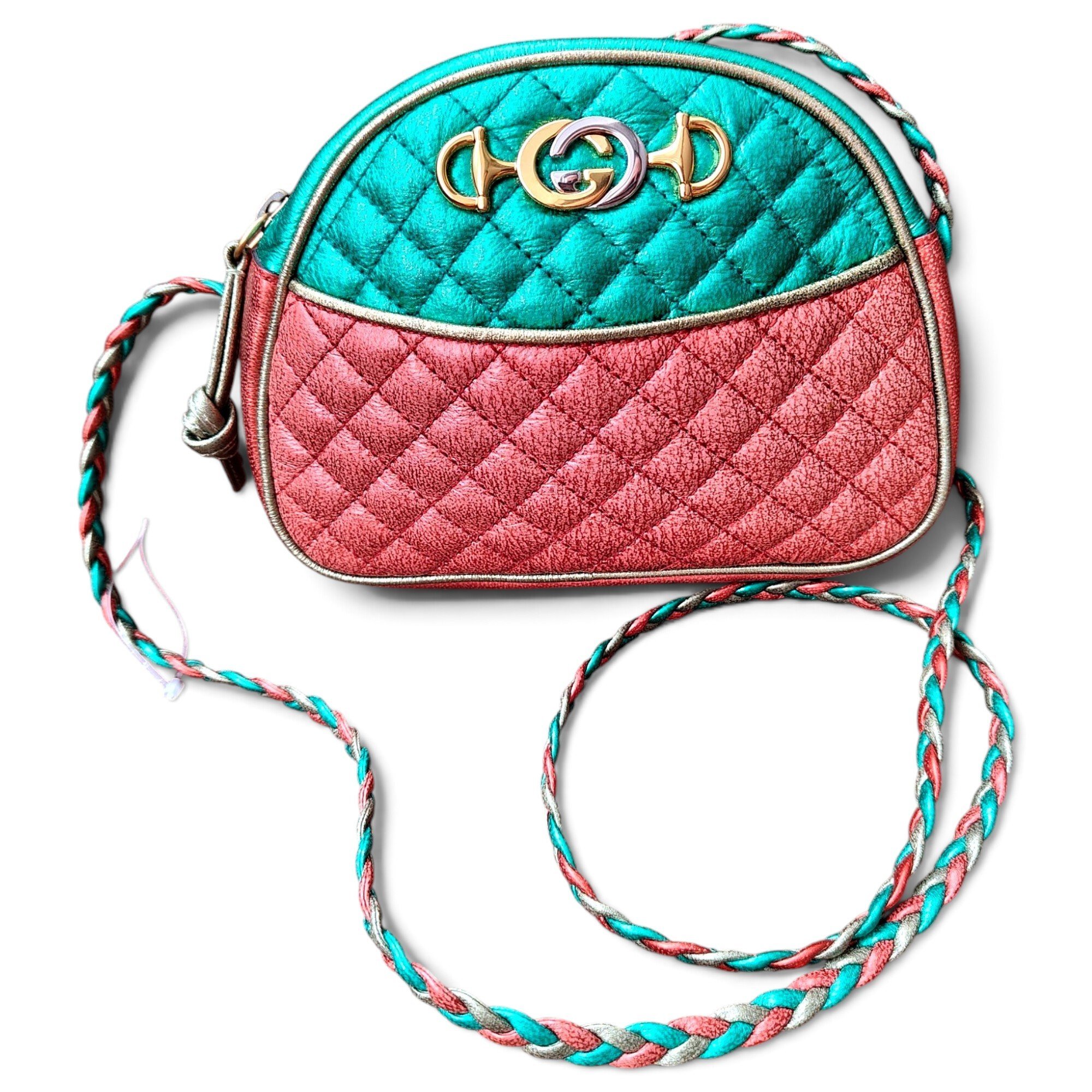 Laminated leather crossbody bag