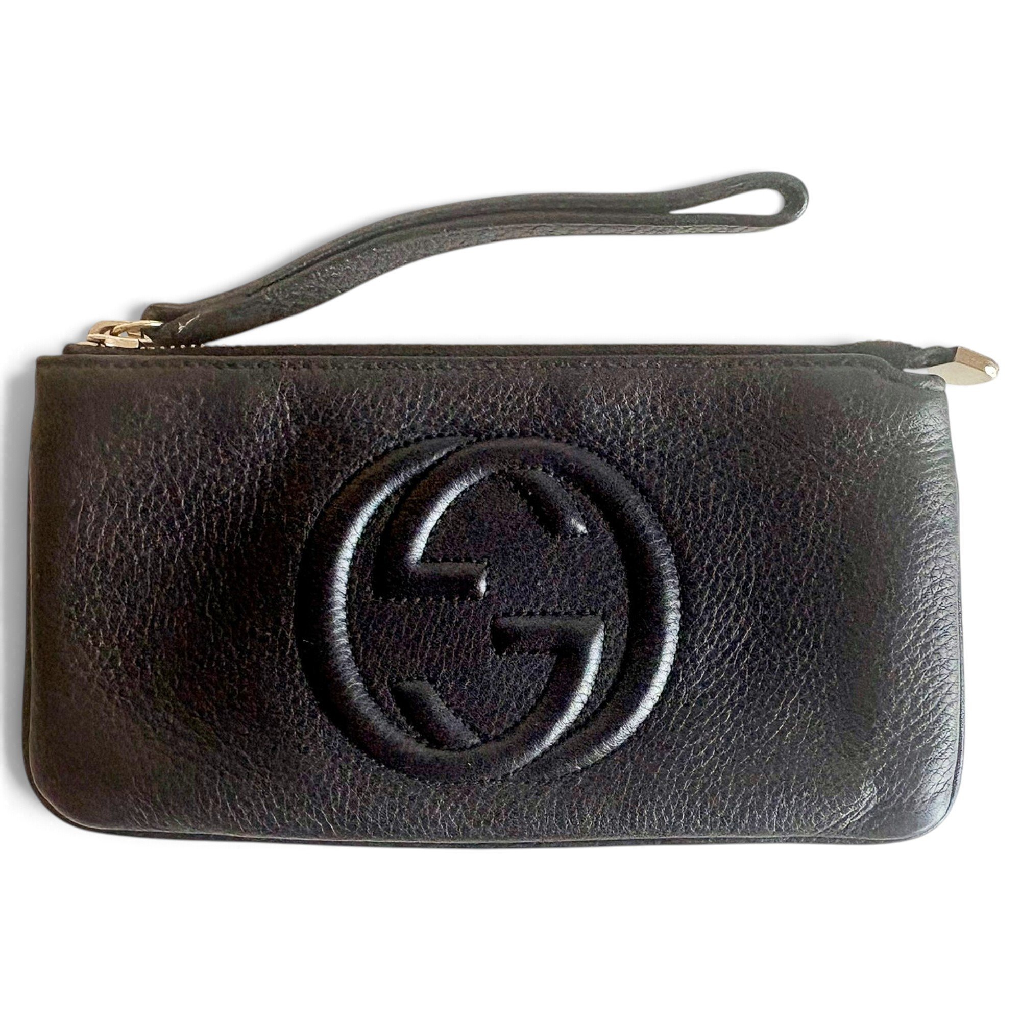 Leather clutch bag