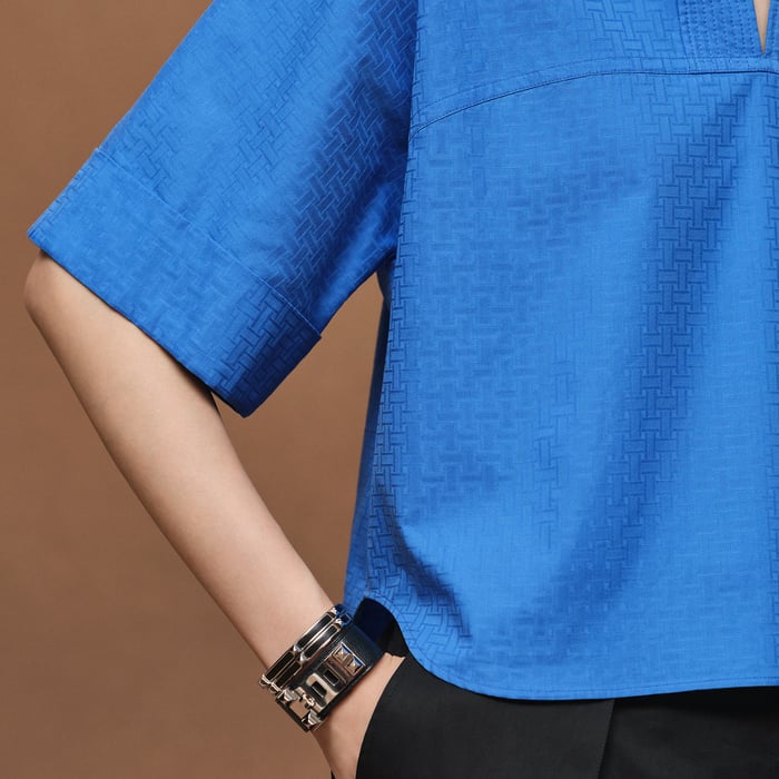 Bleu Cobalt Cropped Polo Blouse