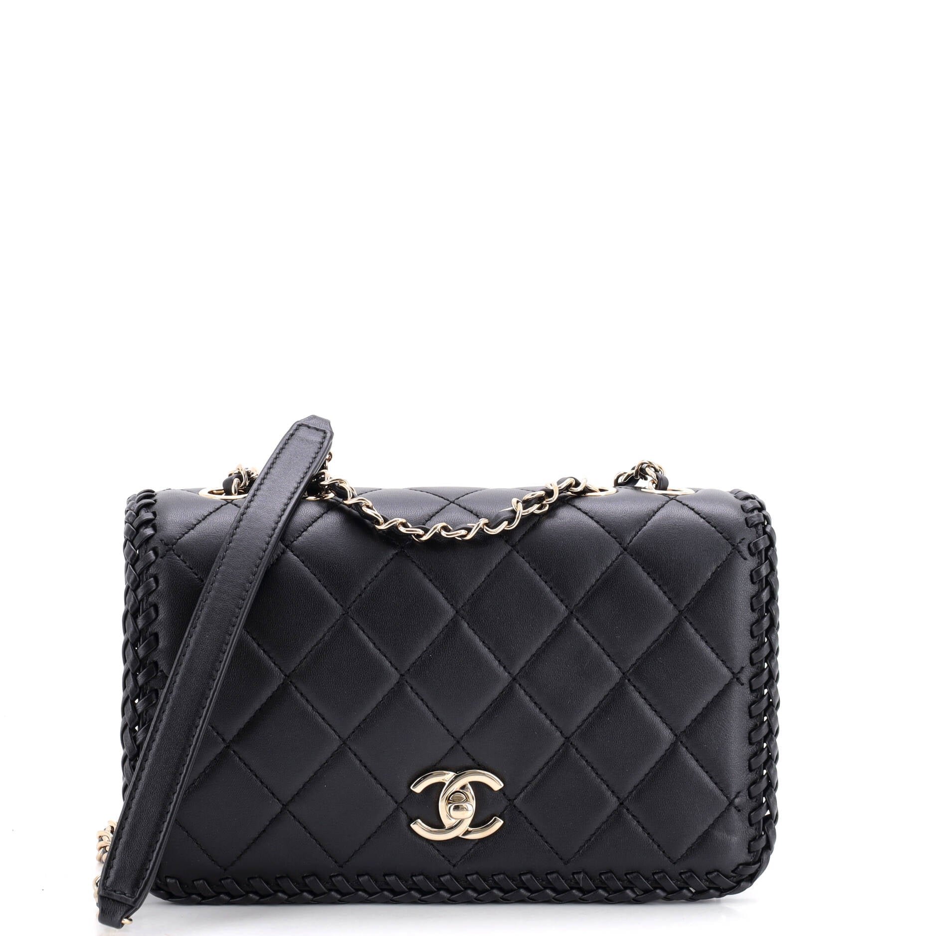 Whipstitch Flap Bag Quilted Lambskin Medium