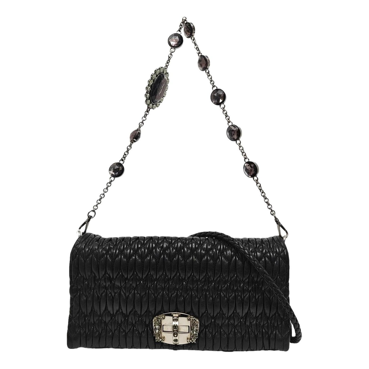 Miu Crystal leather handbag