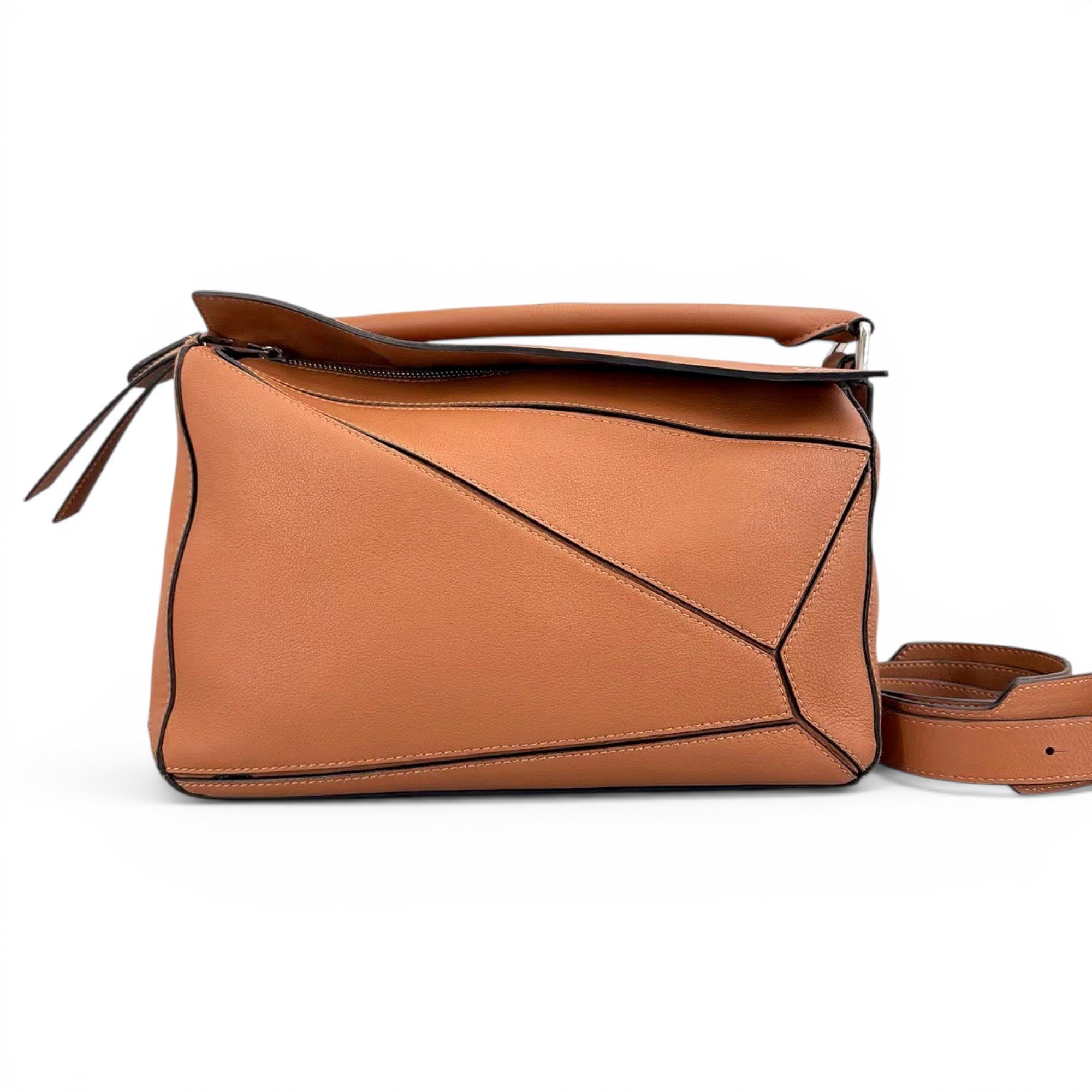 Puzzle leather handbag