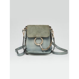 Chloe Chloe Light Blue Leather/Suede Small Faye Backpack Bag