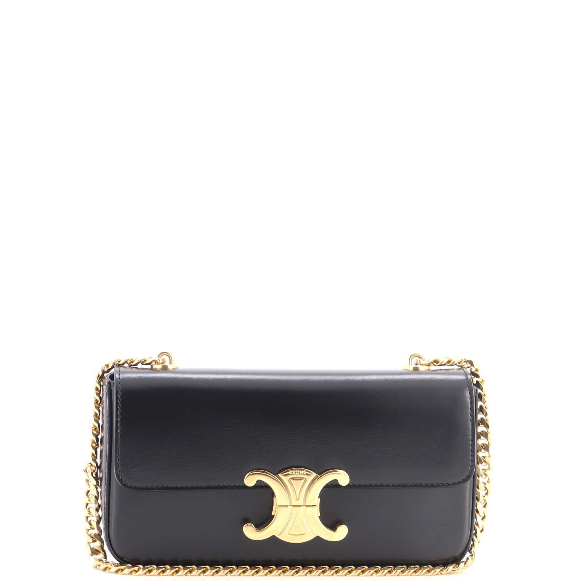Triomphe Chain Shoulder Bag Leather Small