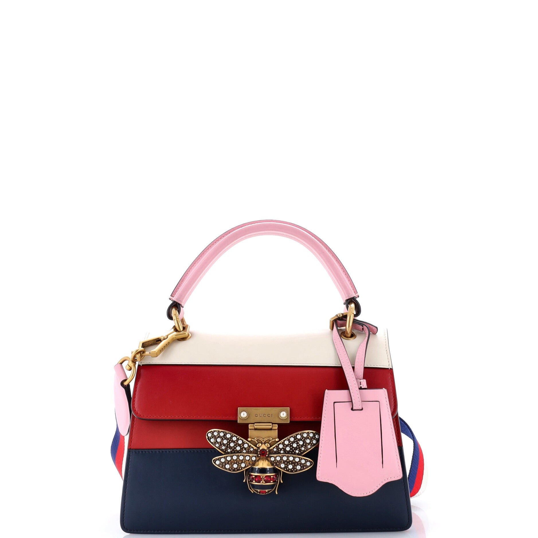 Queen Margaret Top Handle Bag Colorblock Leather Small