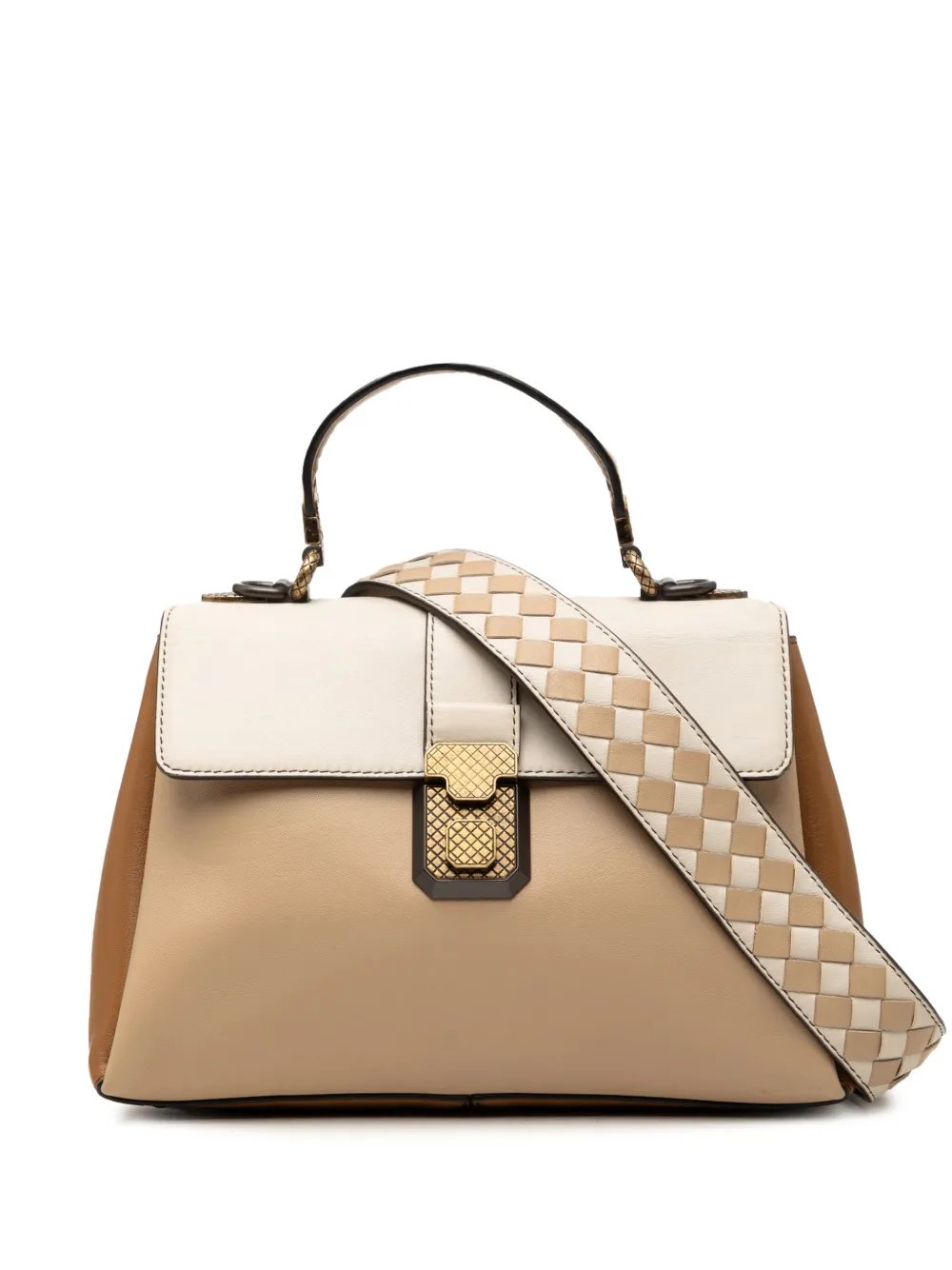 2012-2026 Small Tricolor Nappa Piazza Top Handle satchel