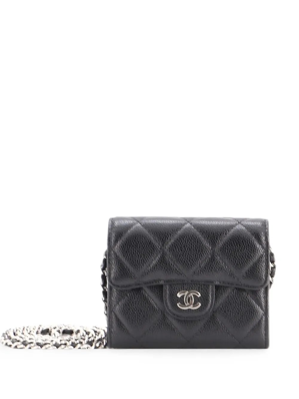 Classic Flap Card Holder on Chain Quilted Caviar Mini clutch bag