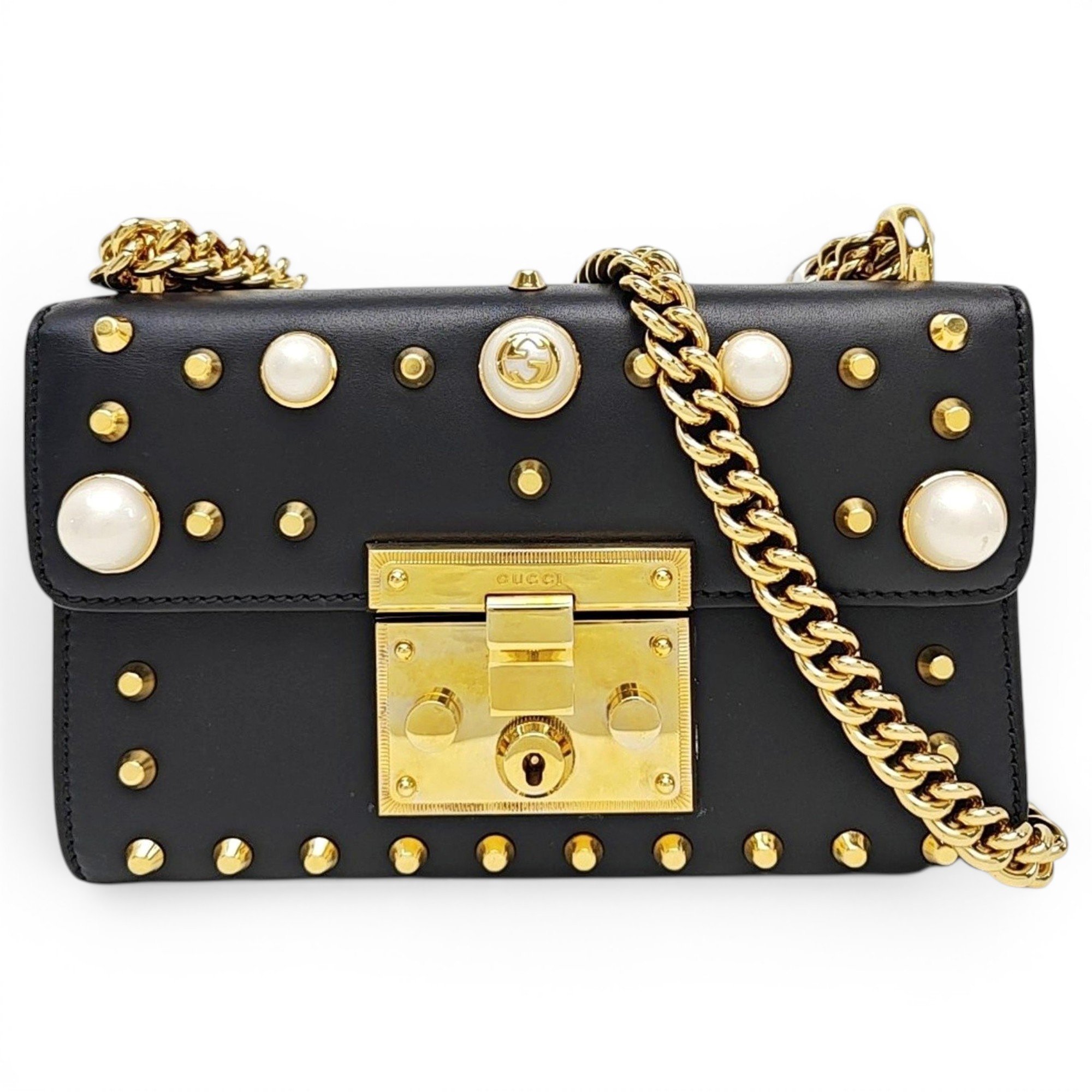 Padlock leather handbag