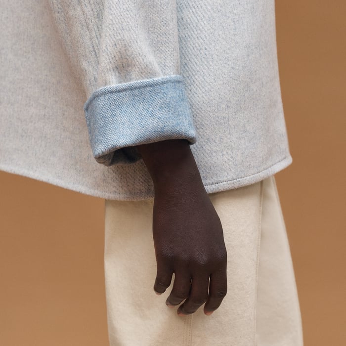 Bleu Cashmere Coat With Shawl Collar