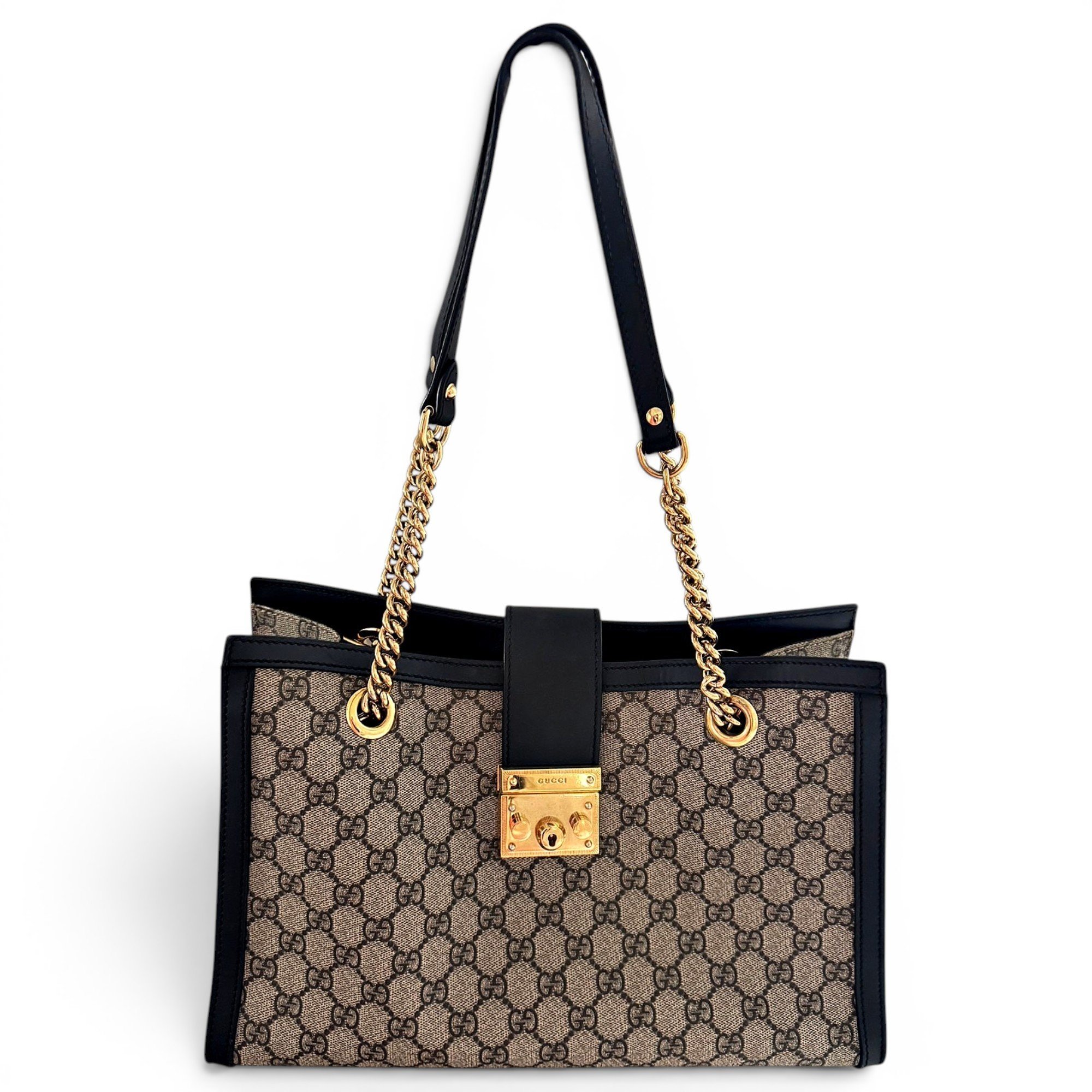 Padlock leather handbag