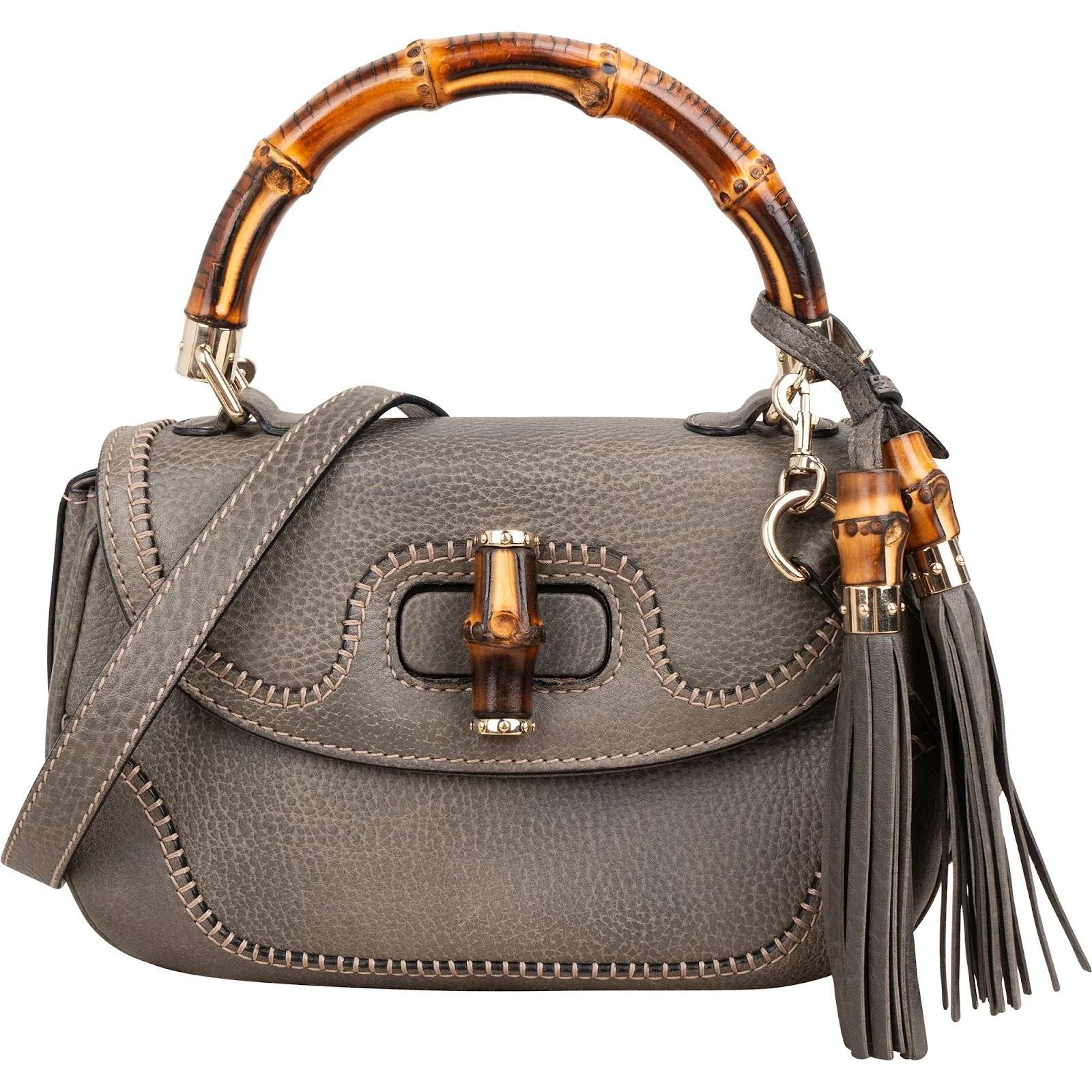 Bamboo Top Handle leather handbag