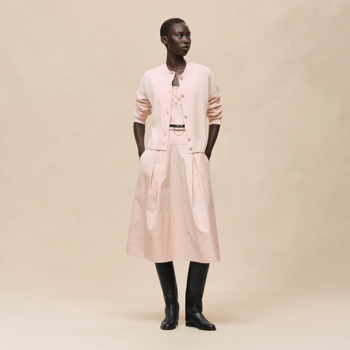 Rose Palomino Cashmere Long-sleeve Cardigan