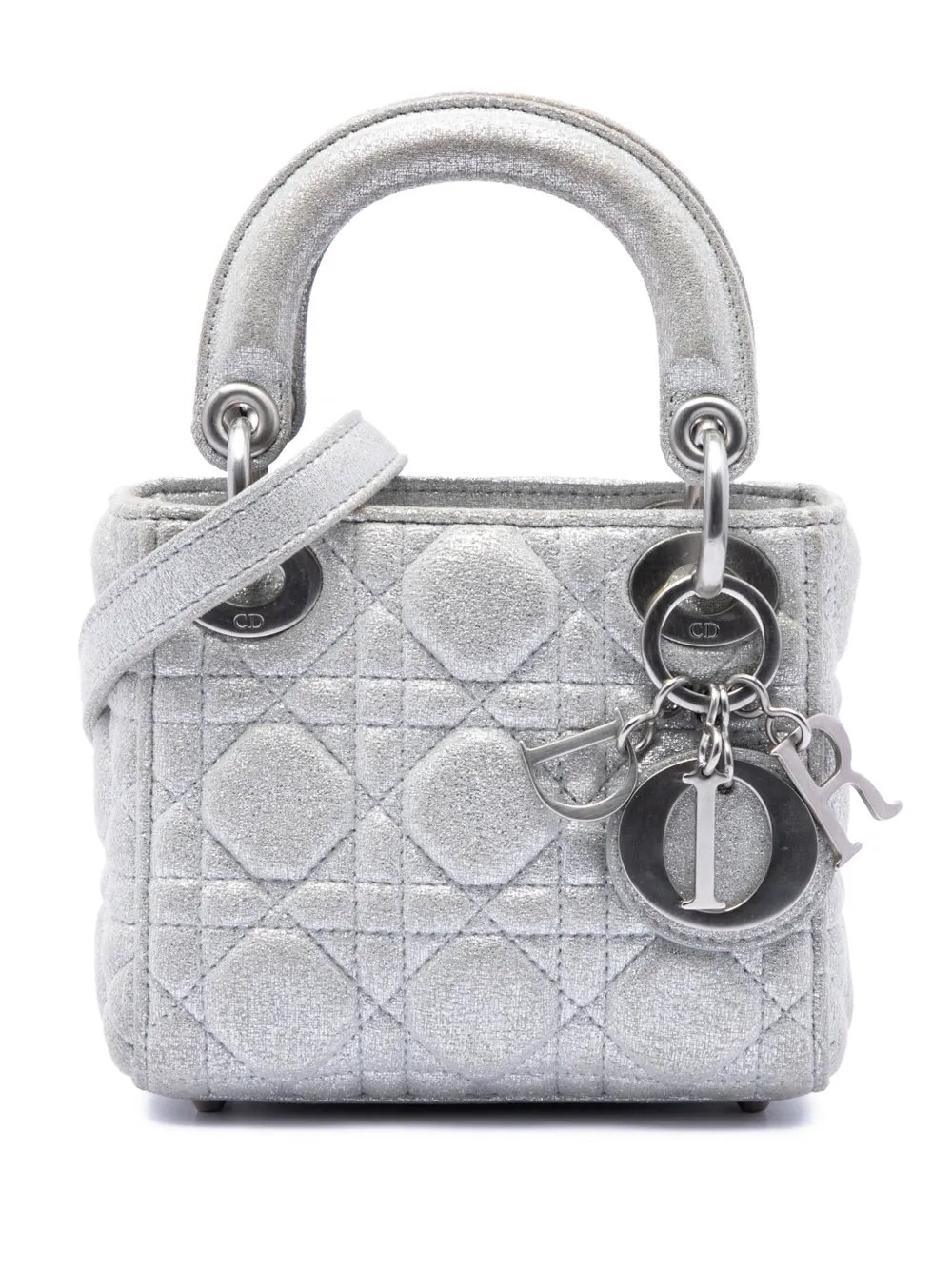 2019 Micro Metallic Calfskin Cannage Lady Dior satchel