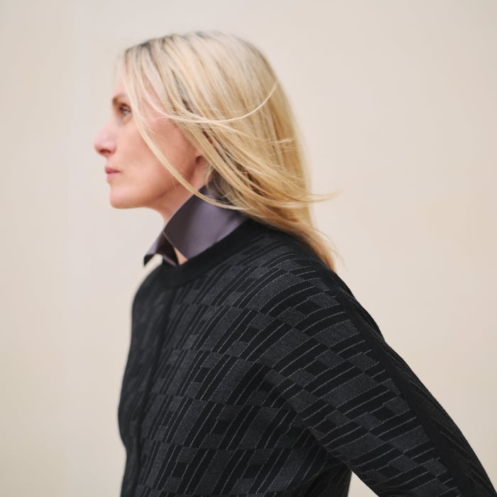 Noir "H En Biais" Motif Long-sleeve Sweater