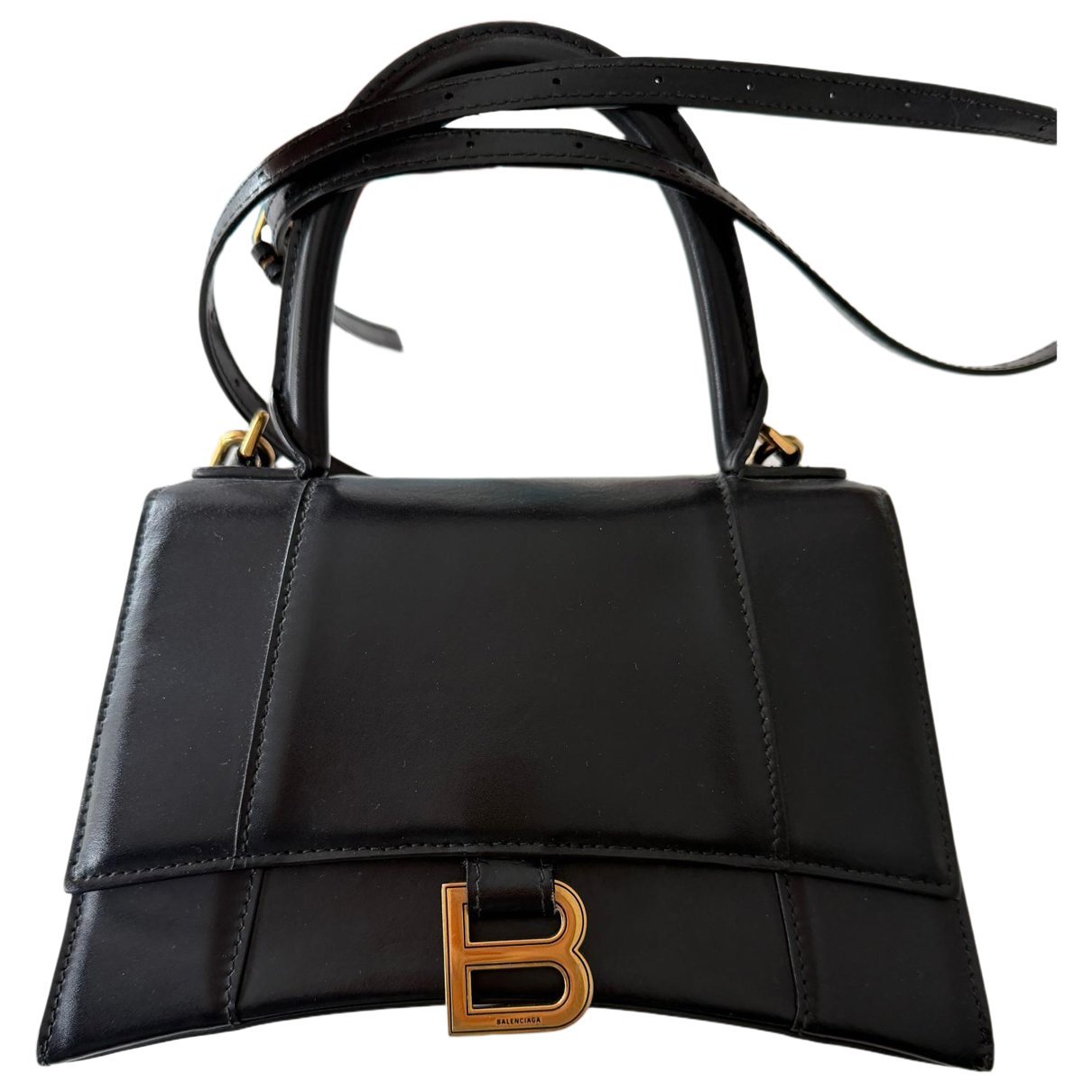 Hourglass leather handbag