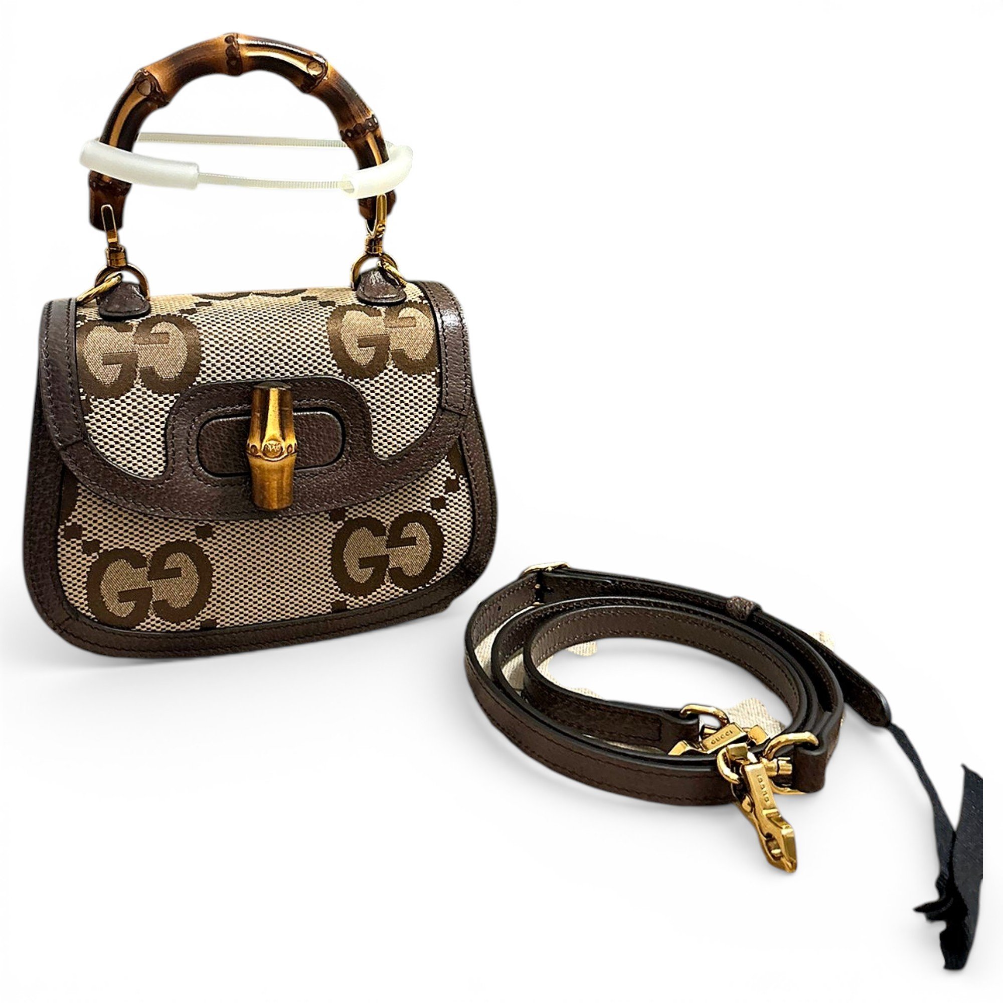 Convertible Bamboo Top Handle leather handbag